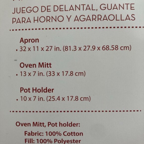 Apron Set Christmas Holiday Baking Oven Mitt Potholder Kitchen Merry Moments - Picture 9 of 11